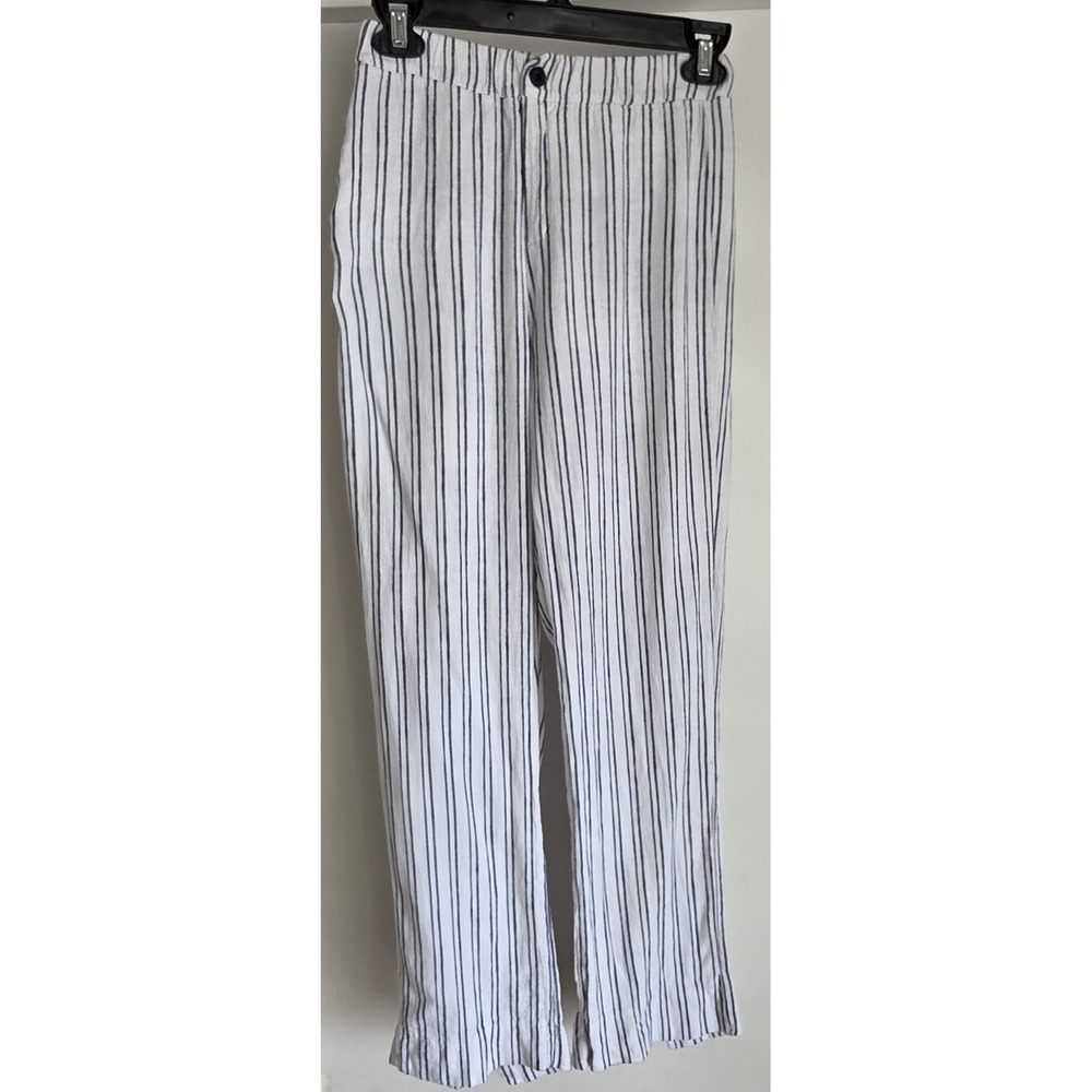Brandy Melville Striped Pants One Size White Navy Blue Coastal Cotton Trousers